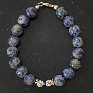 Genuine Sodalite and Sterling Silver Accents Bracelet 7 Inches